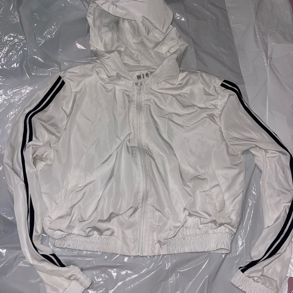 White, Hooded Windbreaker Jacket